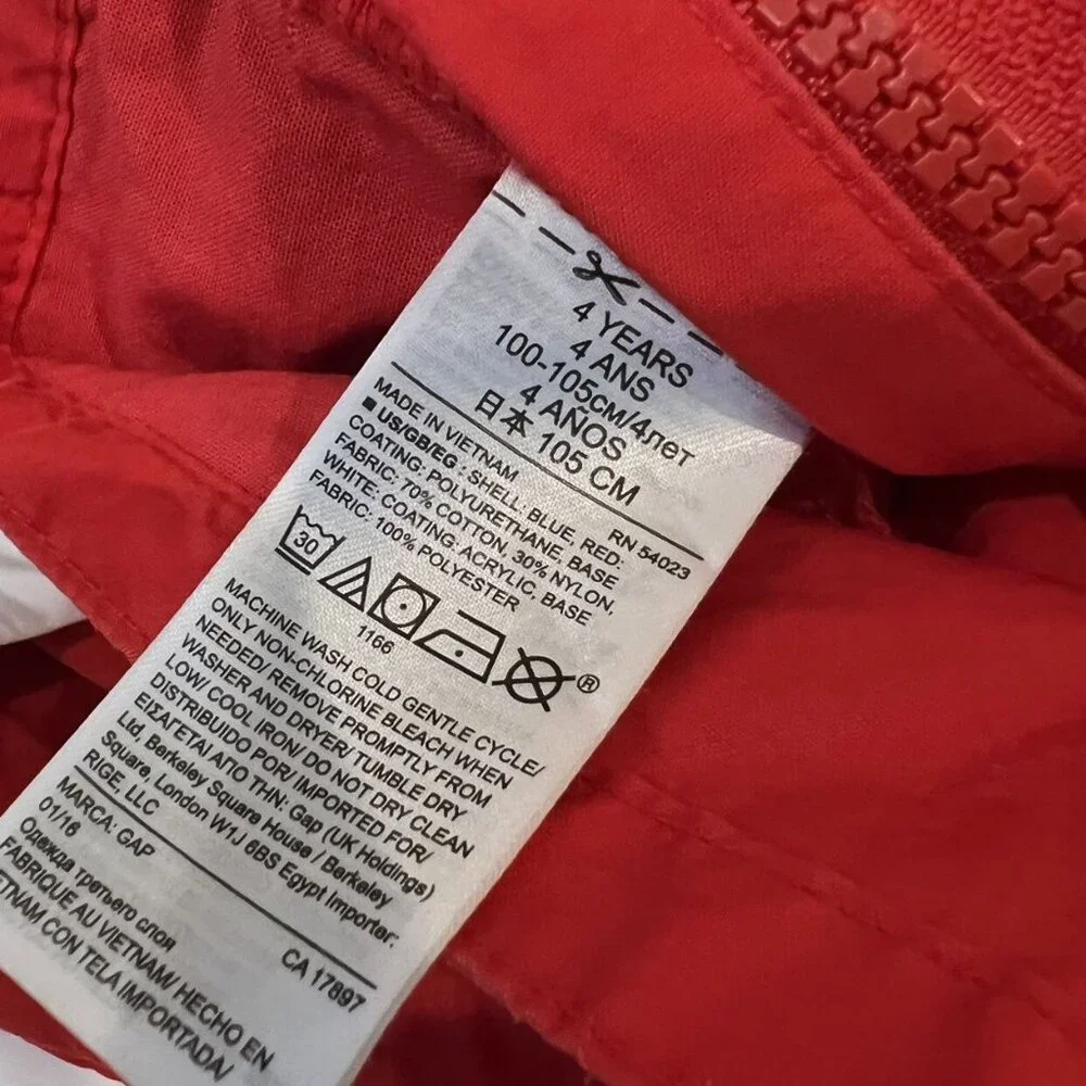 Gap Red White And Navy Blue Windbreaker Pullover Jacket Size 4